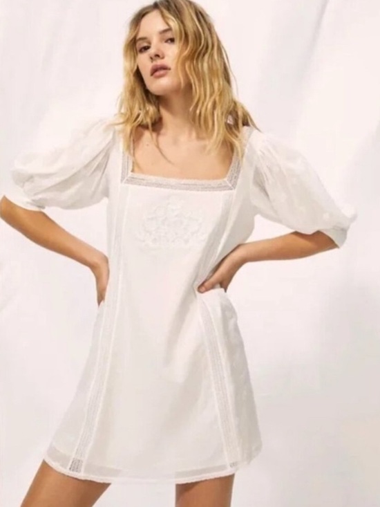 Aritzia Dresses & Skirts - Aritzia Wilfred La Boheme Mini Puff Sleeve Cotton lace Dress black size large